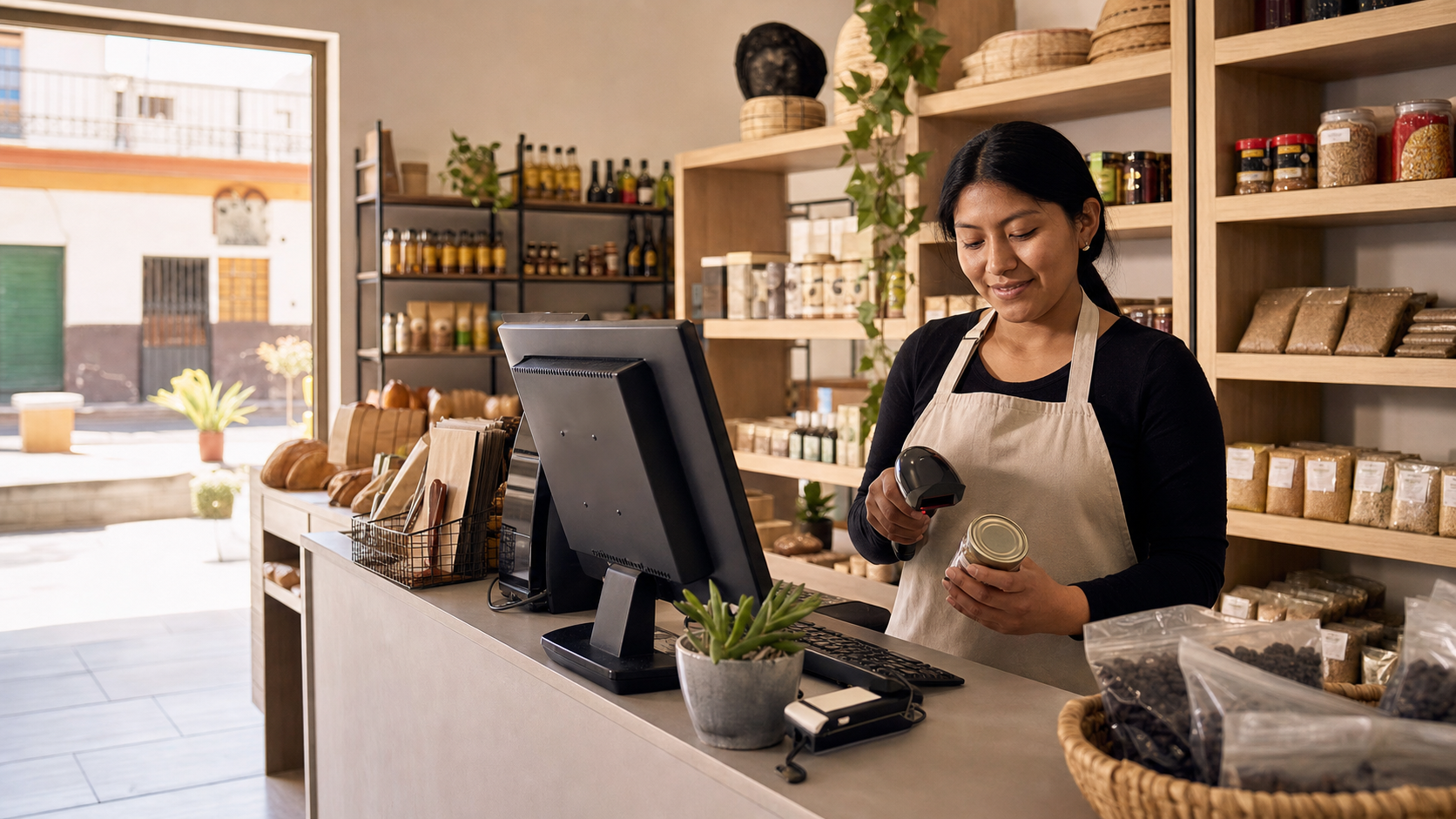 Comercio operando con punto de venta e inventario